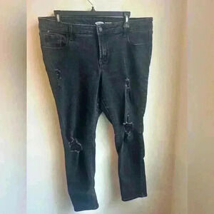 Old navy pop icon skinny black distressed jean size 14short